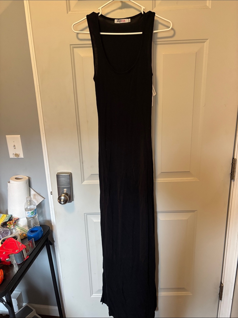 JustFab Black Sleeveless Maxi Dress - Sleek Scoop Neck